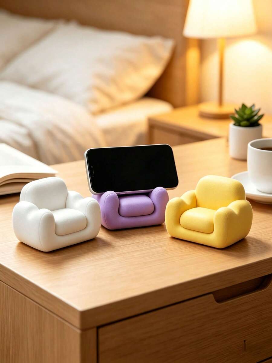 Mini Sofa Phone Stand, Creative Home Desktop Stand, Video Watching Gadget, Hands-Free Video Viewing, Movable, Ergonomic Viewing Angle, Cute INS Desktop Decoration Ornament, Suitable For Living Room Desktop, Dining Room Desktop, Bedroom Bedside, Fits 18 Pro Max, Suitable For Gifts, Party Gifts, Exquisite Small Ornament - Multicolor - View 1