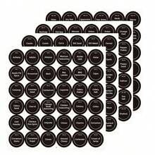 4/5 Sheets 180pcs Spice Labels Round Adhesive Spice Jars Labels Stickers Blank Writable Labels Seasoning Labels For Kitchen Pantry Jars Caps Food Containers Spice Organizers - Black - View 13