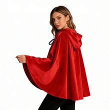 1pc Halloween Women's Shawl, Little Red Riding Hood Lace Patchwork Hooded Cape, Carnival Christmas Party, Holiday Performance Prop - Multicolor - View 11