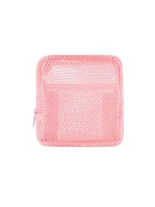 1/2pcs Macaron Color Mesh Small Makeup Bag, Lipstick/Earphone Cable/Coin Small Storage Bag, Portable Zipper Travel Cosmetic Pouch - Multicolor - View 8