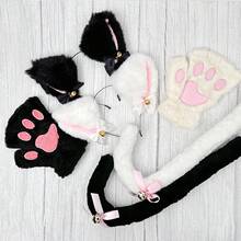Cat Cosplay Costume - 4pcs Cat Ears & Tail Set, Includes Collar, Paws And Gloves, Suitable For Halloween Costume Accessories - Multicolor - View 2