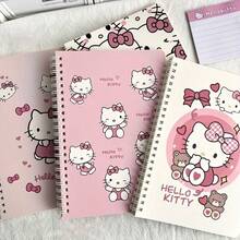Hasbro Random 3Pcs Hello Kitty A7 Spiral Notebook, Pink Heart & Bow Cartoon Print, Assorted Random Patterns, Hard Cover & Thick Lined Inner Pages, Wire-O Binding, Ideal For Journaling, Office Notes & Daily Planning - A - View 4