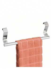 1pc Kitchen Sink Towel Rack Cabinet Door Hook, No-Drill Kitchen Cabinet Door Hanging Rack, Drawer Towel Rack, Available In Black/Silver/White - Silver - View 11