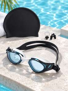 Adult High Definition Large Frame Swimming Goggles, Unisex Comfortable Fit Adjustable Swim Goggles, Indoor Pool Swimming Training Equipment - White - View 4
