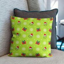The Grinch Grinchmas Christmas Pillow Case, Cartoon Christmas Hat Snowflake Gift Box Pattern Square Decorative Cushion Cover, Suitable For Sofa Bedroom, Christmas Holiday Home Decor Gift - Multi-color - View 16