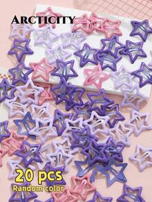 20pcs/Set Women's Purple Star Hair Accessories Set, Star Hair Clips & Bangs Clips, Dreamy Hair Clips, Suitable For Daily Wear And Concert Support - Purple Mixed Color - View 5