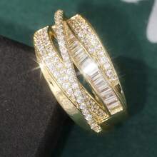 1pc Luxury Multi-Layer Spiral Intertwined Design Ring, Suitable For Daily And Vacation Wear, Ideal Gift - Gold - View 9
