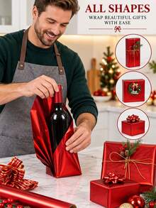 Matte Metallic Packaging Paper,Christmas Red Solid Color Paper, Gift Wrapping Paper, Perfect For Weddings, Valentine'S Day, Birthdays, Christmas, Bouquets, Metallic Texture Christmas Gift Wrapping Paper,DIY Christmas Decor Paper - Multicolor - View 11