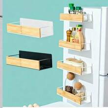 2 pièces/1 pièce Étagère de rangement magnétique, Étagère de rangement magnétique acrylique mobile, Étagère de rangement magnétique Étagère de rangement acrylique Étagère de rangement de cuisine Étagère de rangement multifonctionnelle, Étagère de rangement magnétique flottante pour épices de cuisine - Multicolore - Voir 2