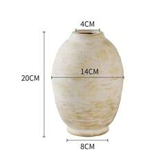 1pc Wabi Sabi Style Large Floor Standing Ceramic Vase, Retro Rough Pottery Decorative Jar, Dried Flower Arrangement Vase For Living Room Home Decor - Beige - View 9