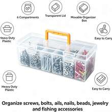 7-Piece Transparent Storage Box Set, Portable Divided Storage Box Includes 6 Small Boxes And 1 Large Box, Suitable For Garage, Tools, Screws, Hardware, Small Parts, Craft Materials And Toys Storage. 1/6/7Pcs - Clear - View 3