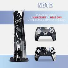 Full Set Protective Stickers Compatible With PS5 Disc Edition, Ink Wash Landscape Personalized Pattern, Removable No-Residue Anti-Scratch Film, Compatible With Console And DualSense Controller - View 5