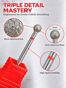 DeDryDS 1pc Russian Cone Diamond Nail Drill Bit, For Cuticle Removal, Electric Nail Drill Accessory - Multicolor - View 4