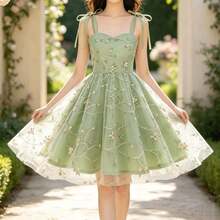Women Short Dresses - Green - View 3