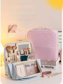 1pc Large Capacity Vertical Makeup Bag, Portable Travel Cosmetic Storage Bag, Large Capacity Waterproof Makeup Organizer Bag With Compartments - Multicolor - View 2