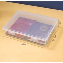 1pc Transparent Large/Medium/Small Document Storage Box, Home Certificate Important Document Storage, Book Stationery Small Item Organizer - Clear - View 9