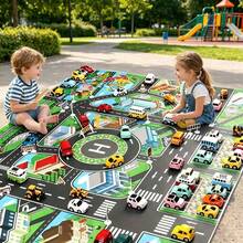 1pc, City Traffic Play Mat, Large Non-Woven Game Pad, Waterproof Moisture-Proof, Modern Style, Interactive Road Map For Kids Playing With Toy Cars, Room Decor, Educational Tool,Back To School - Multicolor - View 2