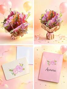 1 Set Customized Pop-Up 3D Carnation Bouquet Greeting Card With Envelope, Perfect Holiday Blessing Card Suitable For Valentine's Day, Mother's Day, Teacher's Day And Other General Holidays - Single Piece - View 4