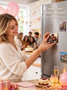 Personalized Photo Fridge Magnet, Customizable Round PVC Photo Frame, Suitable For Family, Couples, Pets, Christmas Decoration, Can Display Your Photos - Multicolor - View 6