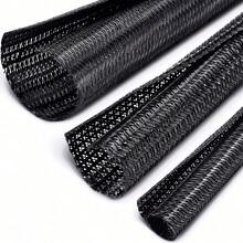 Cable Protection Sleeve For Electric Wires, Cables And Data Lines, Split Tube For Power Cords And Audio/Video Cables - For Desktop PC, TV, Computer Cable Organizer, Pet Bite Protection - Black - View 2