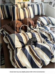 3pcs Polyester Minimalist Retro Printed Bedding Set, Dorm Bedding, Dorm Decor Bedding Set, Zipper Closure, Suitable For All Seasons, Soft Skin-Friendly Breathable, Suitable For Dorm Bed, Single Bed, Double Bed, King Bed, Bedroom Bedding Set, Quick Machine Washable, Back To School, Campus Life, Essential Bedding For Moving In! (Includes 1 Duvet Cover, 2 Pillowcases, No Inserts) - Multicolor - View 6