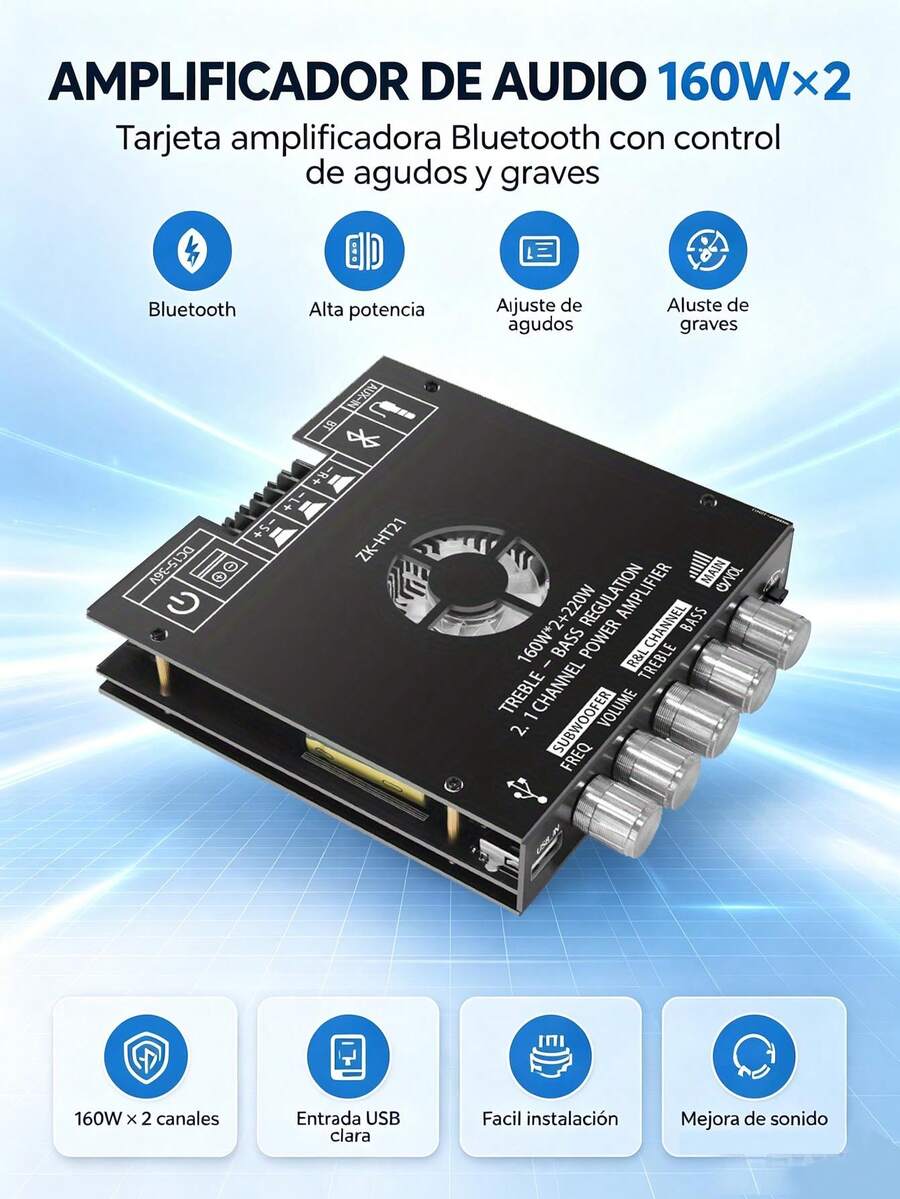 2.1 Channel TDA7498E Digital Amplifier Module, Subwoofer Car Audio Amplifier