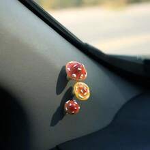 3pcs Slanted Mushroom Figurines, Car Dashboard Decor, Car Interior Decoration, Cute Cartoon Car Accessories, Fun Car Decoration - Mushroom - View 2