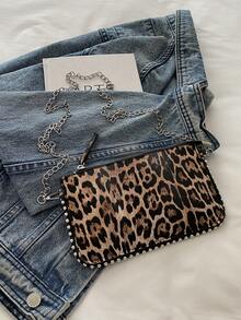 1pc Brown Vintage Leopard Print PU Envelope Crossbody Bag For Women - Brown - View 5