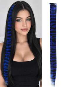 Colorful Hair Extensions Single Piece Invisible Leopard Print Clip-On Hair Dye Long Straight Hair Highlight Strip Hair Extensions - Multicolor - View 16