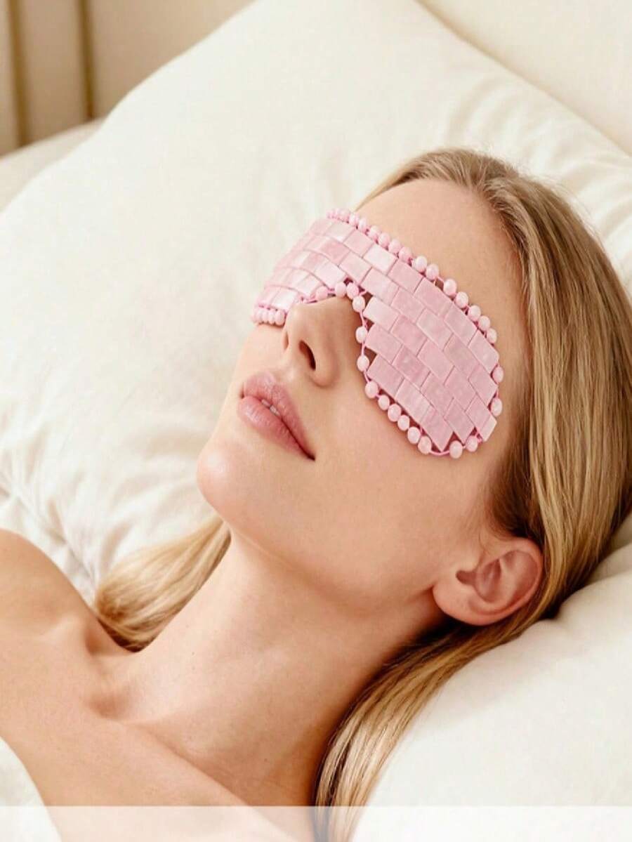 1pc Natural Jade Eye Massager, Rose Quartz Eye Relaxation Massage Stone, Skincare Beauty Tool, Ideal Gift For Girlfriend Or Mother - Pink - View 1