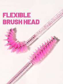 100/50/1pc Pink Eyelash Brush And Lip Brush Set, High-Quality Shiny Crystal Style, Professional Eyelash Extension And Lipstick Application Brush, Suitable For Precise Eyelash Operation And Gentle Makeup Removal, Makeup Tool - Multicolor - View 6