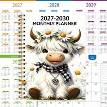 1pc 2027-2030 Annual Planner, A5 Size Premium Paper, 4-Year Spiral Bound Calendar Notebook, Cute Cow Theme Cover Design, Task Planning And Daily Journal Writing, Universal For Home Office And School - Multiple Styles - View 3