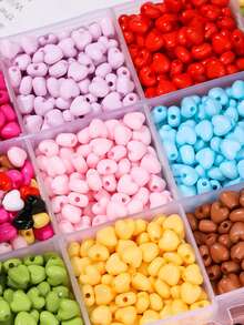 100pcs 5.5*6mm Acrylic Colorful Heart Beads Solid Color Heart Perforated Beads DIY Loose Beads Jewelry Accessories - Solid Color Heart Beads - View 3