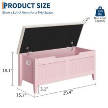 Banco zapatero con almacenaje 100 cm de madera con asiento acolchado tapa elevable y bisagras de - Rosa Fucsia - Ver 3