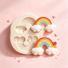 Rainbow Cloud Silicone Mold, Non-Stick Fondant Candy Chocolate Baking Tool, Cake Decoration DIY, Cake Decoration Candy Cupcake Topper, Cake Polymer Clay Craft Epoxy Resin - Light Grey - View 6