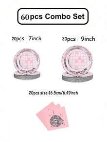 Set Peralatan Makan Sekali Pakai Bola Disko Merah Muda - 10 Piring, Gelas 9oz, dan Serbet, Cocok untuk Dekorasi Pesta Ulang Tahun, Pesta Lajang, dan Pernikahan - MultiWarna - View 15