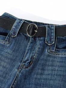 Jean à jambes larges style coréen vintage à taille haute, lavage foncé, coupe ample et amincissante, nouveau pantalon long polyvalent pour l'automne, élégant pour les voyages, les sorties décontractées et les vacances - Bleu azur - Voir 4