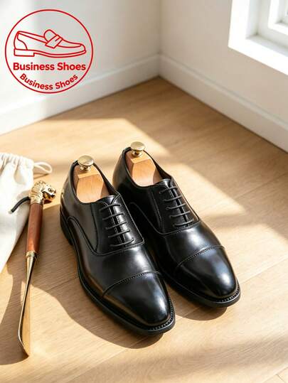 Men's 3-Piece British Vintage Formal Oxford Shoes, Black Lace-Up Business Dress Shoes, Commuter Workplace Suit Shoes, Versatile Wedding Shoes