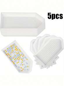 5/10pcs Plastic Diamond Painting Trays, Diamond Bead Sorting Trays, DIY Art Craft Diamond Painting Tool Accessories, Diamond Bead Organizer Trays - White - View 17