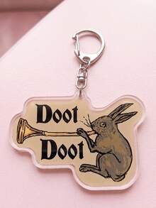 1Pc/5Pcs Medieval Retro Funny Meme & Humorous Quote Theme Acrylic Keychains, Including Cat "YE OLDE RAZZLE DAZZLE", Tavern Banned Monster, Knight With Axe " I'LL DIE", Trumpet-Blowing Rabbit "Doot Doot" And Knight With Sword Minor Inconvenience Quote Design, Fashionable Bag Charm, Suitable For Retro Fans Gift, Fun Collection - Multicolor - View 8