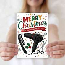 1pc Christmas Greeting Card With Envelope, Light-Up Design Hair Stylist Theme Card, Holiday Blessing Card, Modern Thank You Card For Hair Stylists, Christmas Card With Envelope, Hair Stylist Theme Holiday Card, Light-Up Christmas Card, Thank You Card For Hair Stylists, Hair Stylist Holiday Gift Card, Fashion Theme Greeting Card, Christmas Thank You Card, Holiday Message Card, Modern Style Christmas Card, Light-Up Blessing Card - Multicolor - View 5