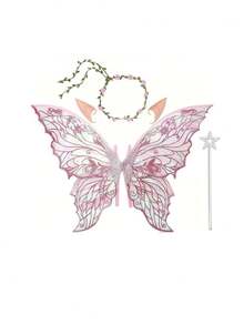 Colorful Laser Double-Layer Butterfly Wings Back Decor, Forest Style Fairy Wings Girl Birthday Party Photo Prop, Halloween Cosplay Fairy Angel Wings Accessory - View 14