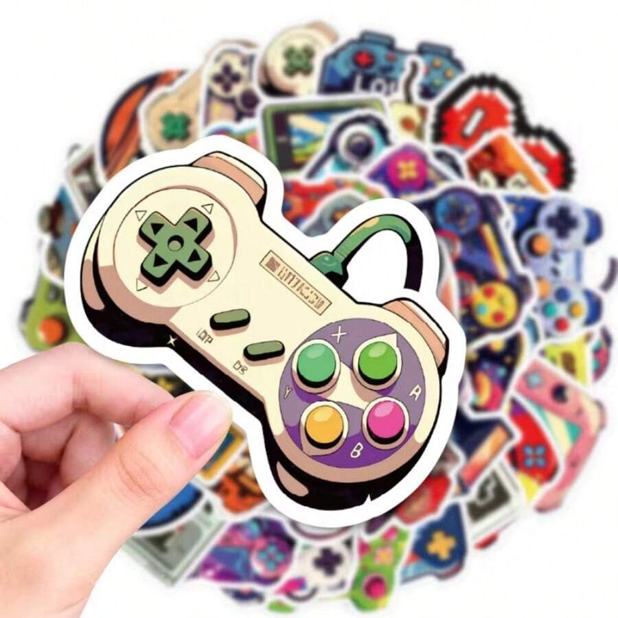 50 miếng nhãn dán trang trí chủ đề tay cầm chơi game cho laptop, sổ tay, hành lý, ván trượt, ốp điện thoại - Nhiều màu - Xem 1