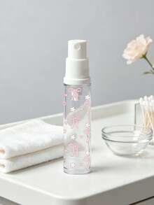 Airless Travel Bottle With Bow & Flower Print,Vacuum Pump Bottle, Portable Clear Spray Bottle,Lotion Bottle,Travel Cosmetic Liquid Container - Multicolor - View 1
