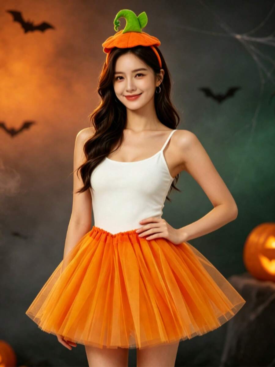 Halloween Pumpkin Headband Funny Ghost Head Hoop Holiday Party Hair Accessory Pumpkin Hair Clip Headpiece - Multicolor - View 1