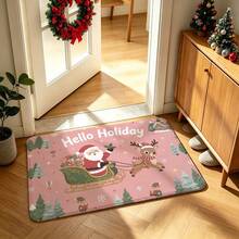1pc Christmas Santa Claus & Reindeer Print Floor Mat, Non-Slip Durable, Easy To Clean, Multiple Sizes Available, Suitable For Entryway, Hallway, Bedroom, Bathroom, Living Room, Corridor, Balcony, Holiday Decoration Mat - Multicolor - View 6
