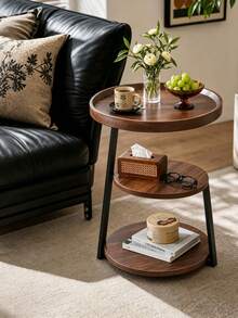 3-Tier Round Side Table, Multi-Layer Sofa Corner Small Coffee Table, Living Room Bedroom Side Storage Table, Multi Color Tabletop Optional - Multicolor - View 2