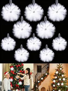 1pc White Artificial Feather Snowflake Christmas Decoration, Christmas Tree Hanging Ornament, Suitable For Christmas Tree Decor, Home Hanging Decor, DIY Crafts, Christmas Tree Hanging Ornament - Multicolor - View 8