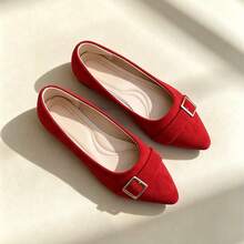 Women's Plus Size Mesh Floral Embroidered Flat Ballet Shoes, Vintage Style, Summer Black Cross Elastic Strap - Red - View 2