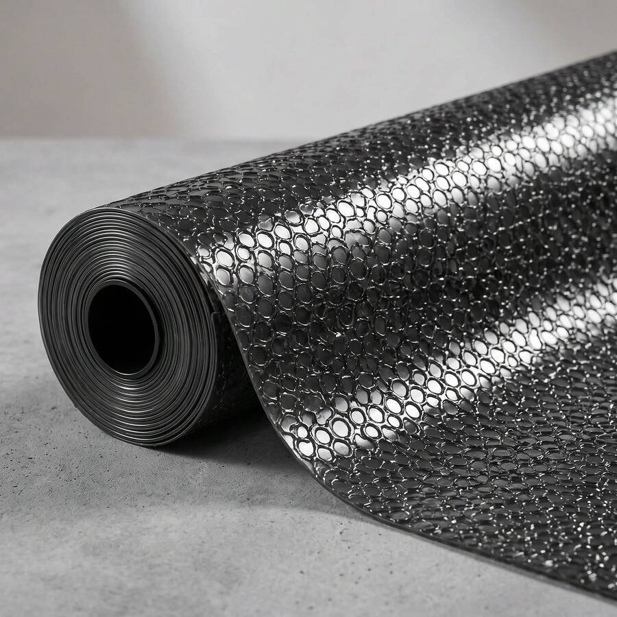 1 Roll Black Honeycomb Textured Cabinet Liner, Waterproof Oil Resistant, Moisture & Dust Proof, Easy To Clean, Fits Cabinets, Drawers, Refrigerators, Works Great As Kitchen Countertop Pad For Furniture Storage